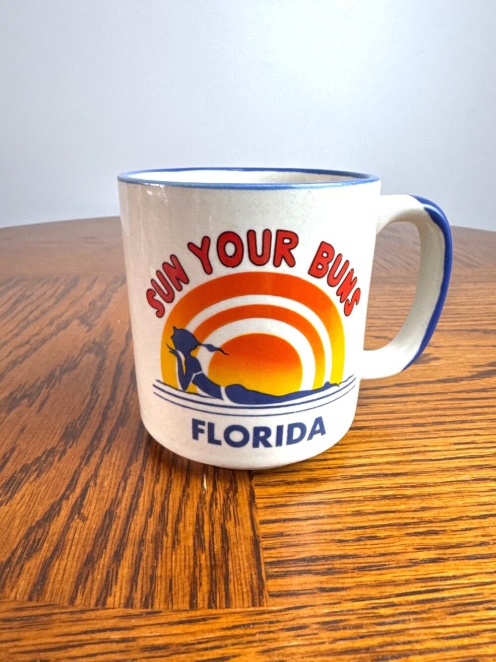 Retro Vintage Sun Your Buns Florida Souvenir Coffee Mug Lady Bikini